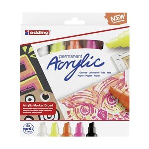 edding 5000 Acrylmarker breit 5er-Set sortiert neon