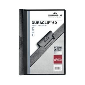 Durable Klemm-Mappe DURACLIP® 60, Hartfolie, 60 Blatt, transparent/schwarz