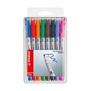 STABILO Folienstift OHPen universal, 1 mm, wasserlöslich, Etui mit 8 Stiften