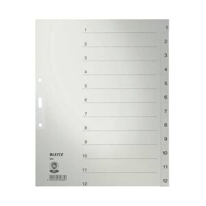 LEITZ Papierregister 1-12, A4, Papier, 12 Blatt, grau