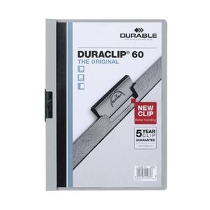 Klemm-Mappe DURACLIP® 60, Hartfolie, 60 Blatt, transparent/grau