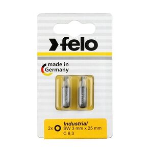 Felo Bit, Industrie C 6,3 x 25mm, 2 Stk auf Karte 2x     3,0mm