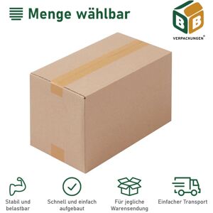 BB-VERPACKUNGEN GMBH 500 x Faltkarton (360 x 200 x 200 mm) stabil 1-wellig Versandkarton Päckchen dhl Hermes Schachtel Box Paket braun BB-Verpackungen