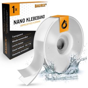 Baurix® Nano-Tape Doppelseitig [3m] I Doppelseitiges Klebeband Extra Stark I - Sehr Gut 1 Stück