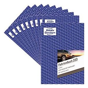 Avery Zweckform 223-10 Fahrtenbuch, Format A5, 10 Bücher mit jeweils 40 Blatt, FSC®-Papier, weiß