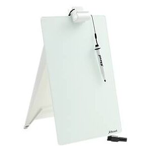 Glas-Notizboard Nobo Diamond, für Schreibtische, magnethaftend, B 216 x T 30 x H 297 mm, mit Marker & Montagematerial, weiß