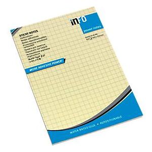 inFO Power Notes Haftnotizen, 100 x 150 mm, 100 Blatt pro Block, 12 Blöcke, kariert, gelb