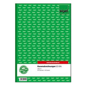 Kassenabrechnung Sigel SD006, selbstdurchschreibend, DIN A4, 2 x 40 Blatt