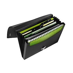 Leitz® Dokumentenmappe Recycle, A4, bis 250 Blatt, 5 Fächer & Ablagefach, blickdicht, CO2-neutral, 100 % recycelbar, Blauer Engel, Kunststoff, schwarz