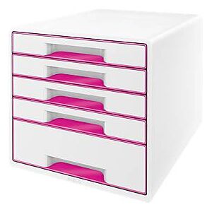 LEITZ® Schubladenbox WOW CUBE 5214, 5 Schübe, DIN A4, Polystyrol, pink