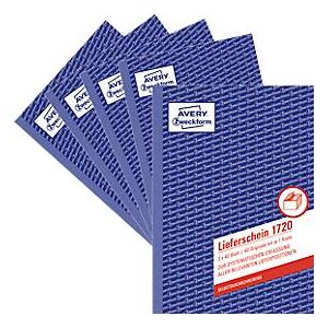 Avery Zweckform Lieferschein Avery™ Zweckform 1720-5, Format A5, 5 Bücher mit jeweils 2 x 40 Blatt, FSC®-Papier, weiß/gelb