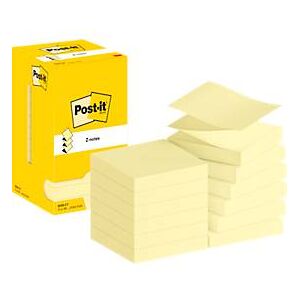 Post It POST-IT Haftnotizen Super Sticky Z-Notes R330, 76 x 76 mm, wiederablösbar, cellophanfrei verpackt, 12 x 100 Blatt, gelb