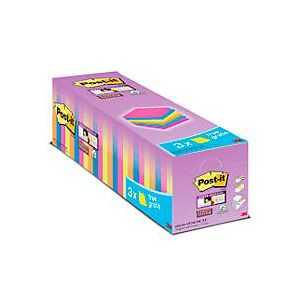 Post It Post-it® Super Sticky Notes 654SE24P Sparpaket, 76 x 76 mm, 24 x 90 Blatt, farbsortiert, blanko