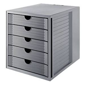 HAN Schubladenbox SYSTEMBOX KARMA, 5 geschlossene Schubladen, DIN A4, leichtlaufend, B 274 x T 330 x H 320 mm, grau