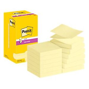 Post It Super Sticky Z-Notes Post-it R33012SY, für Z-Notes Spender, 12 Blöcke, 90 Blatt je Block, je 76 x 76 mm, PEFC-zertifiziert, gelb