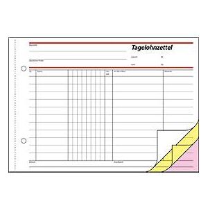 Tagelohnzettel Sigel SD065, selbstdurchschreibend, DIN A5 quer, 3 x 40 Blatt