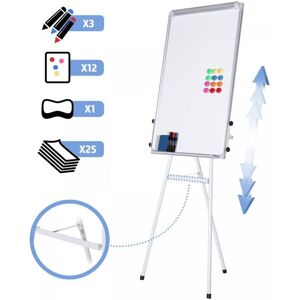 Jago - Whiteboard - Højdejusterbar - 12 magneter - Fleksibel - Nem at samle - 65 x 95 cm