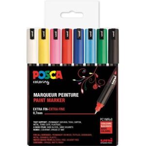 Uni-Posca Posca Marker Set 8-p Mixade Färger PC-1MR Spets 0,7mm