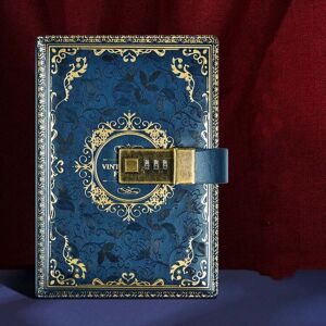 Shoppo Marte B6 PU Leather Retro Password Book With Lock Diary Hand Book(Blue)