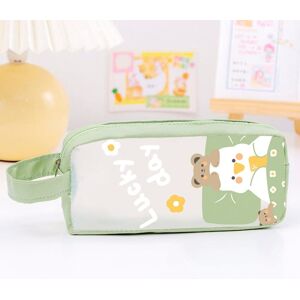 My Store PVC Cute Cartoon Large Capacity Student Stationery Bag(Green)