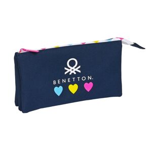 Tredobbelt bæretaske Benetton Love Marineblå (22 x 12 x 3 cm)