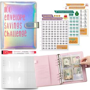 shopnbutik 100 Day Savings Challenge A5 Loose Leaf Cash Budget Notebook(Colorful Silver)