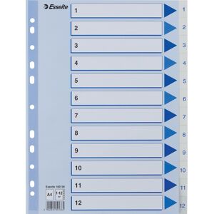 Esselte Register   A4   Plast   Hvid   1-12