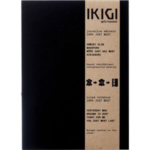 Ikigi Leather Notesbog, A5, Linjeret, Sort