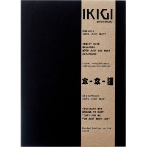 Ikigi Leather Notesbog, A5, Blank, Sort