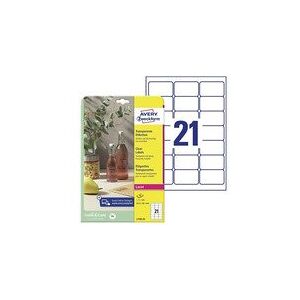 Etiketter Avery Crystal Clear 63,5x38,1 mm transparant - (25 ark x 21 stk.)