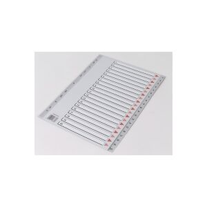 Plastregister Q-Line A4 1-20 grå m/kartonforblad - (10 sæt)