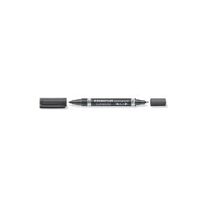 Staedtler Marker Lumocolor Duo 348 sort permanent F 0,6 mm / M 1,5 mm - (10 stk.)