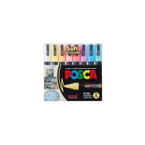 Paintmarker POSCA PC-5M Soft Colors - med 8 stk ass. farver