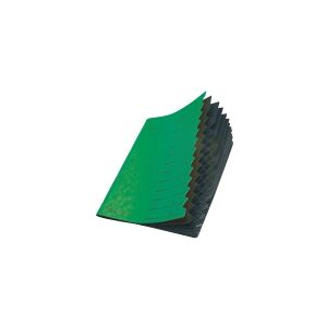 Herlitz Colorspan - Klassificeringsmappe - 12 rum - 12 dele - præ-trykt: A-Z, 1-12 - for A4 - med faneblade - sort, grøn