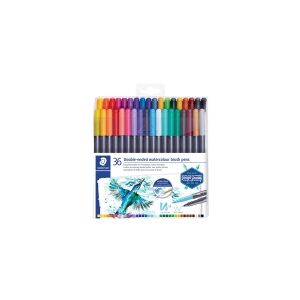 Fiberpen Staedtler Marsgraphic Duo Twin-tip brush - med 36 stk. ass. farver