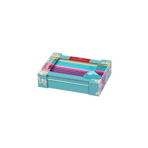 Farveblyanter Faber-Castell Sparkle med 20 stk. ass. farver + blyantsspidser i metalæske