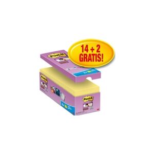 3M Post-it Super Sticky 654-P16SSCY-EU - Noter - 76 x 76 mm - 1440 ark (16 x 90) - gul