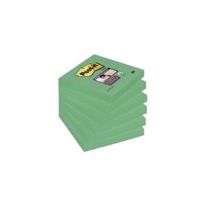 3M Post-it® Super Sticky Notes Evergreen-farve, 6 blokke, 76 mm x 76 mm