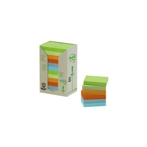 3M Sticky Notes Post-it® Recycling, 38 x 51 mm, assorterede farver, pakke a 24 stk