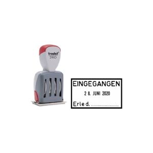 Trodat Classic 2910/P04/C9 - Stempel - farveplade - standardtekst, dato - 4 mm - EINGEGANGEN - 54 x 30 mm