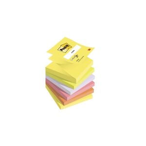 3M Post-it® Z-Notes Neon regnbuefarver, 6 blokke, 76 mm x 76 mm, 100 ark pr. blok