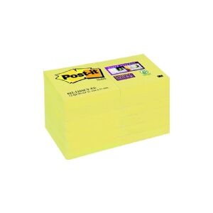 3M Post-it® Super Sticky Notes Canary Yellow, gul, 12 blokke, 47,6 mm x 47,6 mm