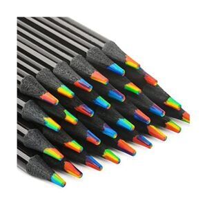 Træ regnbue farveblyanter, 7 farve i 1 regnbue blyanter, til tegning Farvelægning Skitsering, Multi