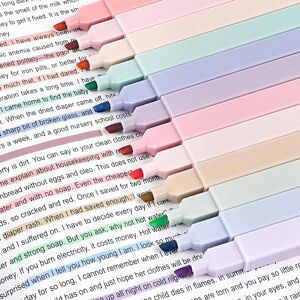 Pastel Highlighters, 12 Stk Morandi Color Highlighter penne, Soft Mejsel Tip Bible Textmarker Marker Penne, Notesbøger, Skole kontorartikler.