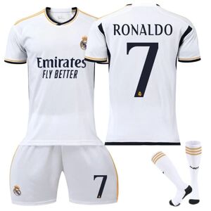 23-24 Real Madrid Home Børnefodboldtrøjesæt nr. 7 Cristiano Ronaldo 22