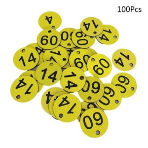 100 stk. Plast ID-nummermærker 1-100 Indgraveret nummer-id-mærke Farvet dør til nøglering Tag skabsetiket til tøj Live