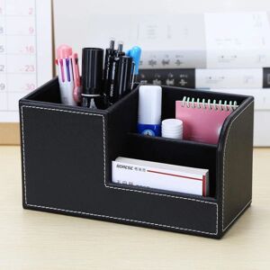 Læder Desk Organizer, Desk Tidy Organizer Sort Multifunktion PU Læder Blyantholder til Desk Tidy Kontor Papir Organizer Tilbehør