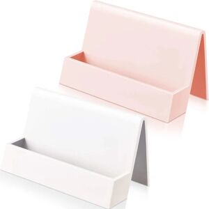 (Hvid, lyserød) 2 stykker visitkortholder til skrivebord Moderne Plast
