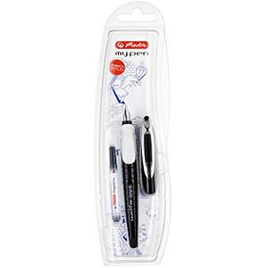 Herlitz 10999738 Fountain Pen (Incl. Cartridge), for Right-Handed Users, White/Black, Right-handed