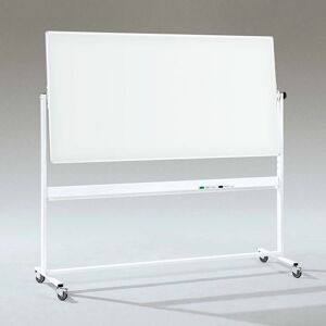 Whiteboard på hjul, lakeret stålplade BxH 1500x1000 mm